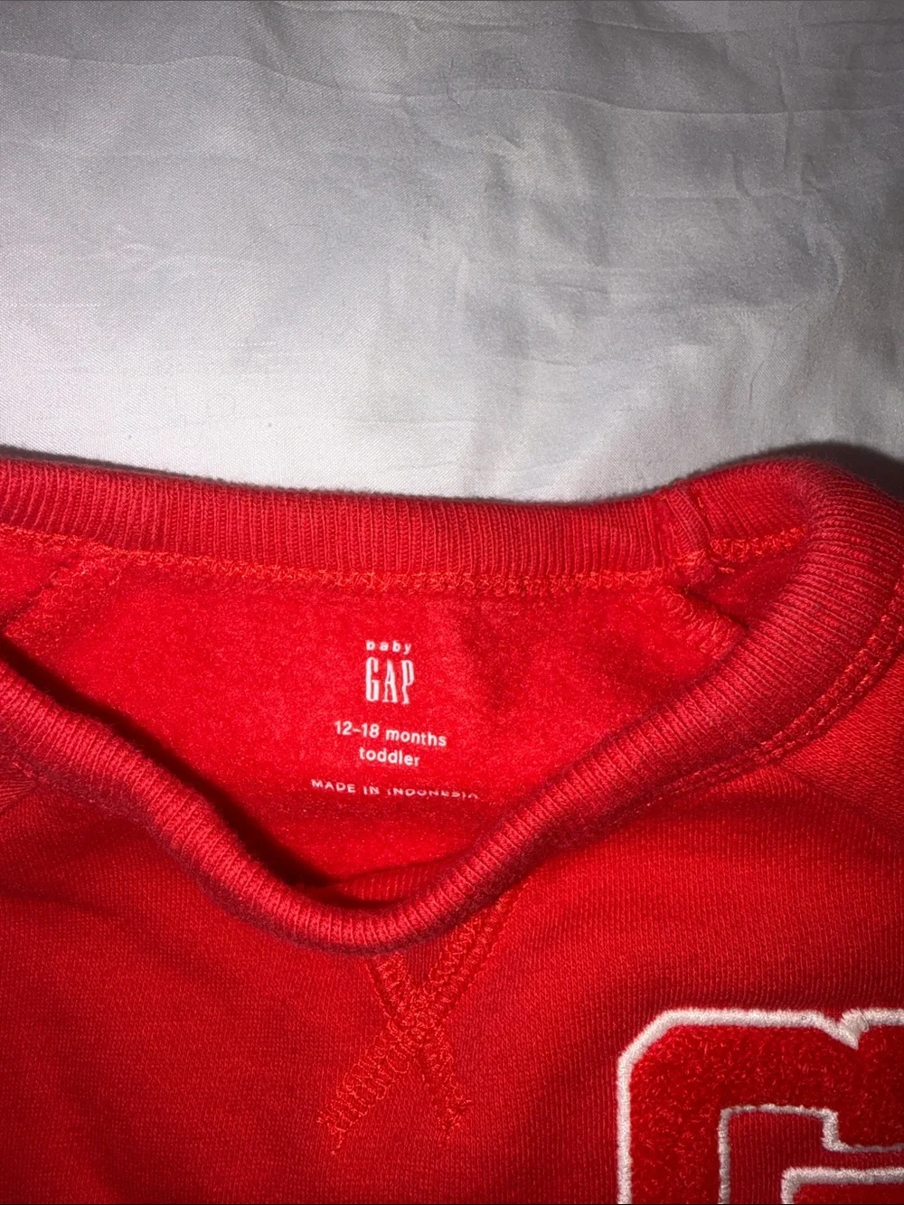 GAP Red Crewneck Sweatshirt with White-Outlined G Patch